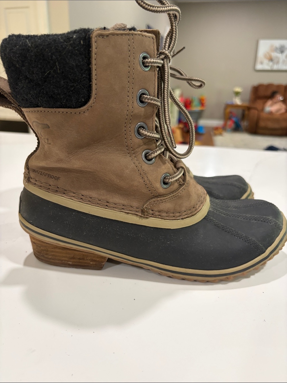 Sorel Slimpack II Waterproof Lace-Up Duck Boots in Grey and Black